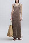 Isadora Sleeveless Gown Graphite Linen Stripe