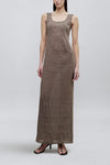 Isadora Sleeveless Gown Graphite Linen Stripe