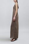 Isadora Sleeveless Gown Graphite Linen Stripe