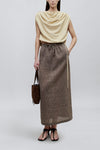 Regina Drawstring Skirt Graphite Linen Stripe