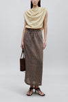 Regina Drawstring Skirt Graphite Linen Stripe