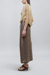 Regina Drawstring Skirt Graphite Linen Stripe