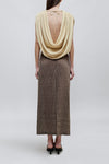Regina Drawstring Skirt Graphite Linen Stripe