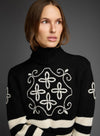 Striped Arlo Merino Wool Turtleneck Sweater Black/White