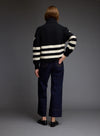 Striped Arlo Merino Wool Turtleneck Sweater Black/White