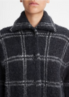 Vince Charcoal Alpaca and Wool Plaid Car Cardigan