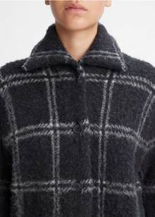  Vince Charcoal Alpaca and Wool Plaid Car Cardigan