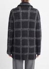 Vince Charcoal Alpaca and Wool Plaid Car Cardigan