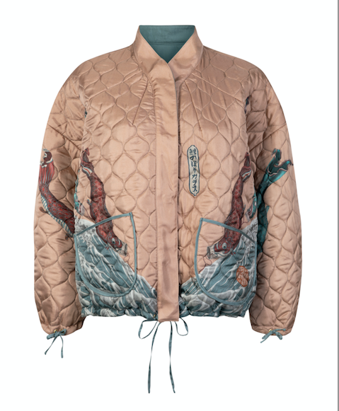Sabina Savage  Koinobori Kerasu silk twill bomber jacket found at Patricia in Southern Pines, NC