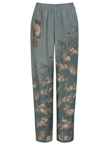  Sabina Savage  The Floating Rabbits  silk lounge trousers found at Patricia in Southern Pines, NC
