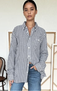  Emerson Fry Ryan Shirt Navy white seersucker check found at Patricia in Southern Pines, NC