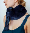 Blue on Blue Fur Collar with Silk Tie