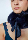 Blue on Blue Fur Collar with Silk Tie