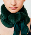 Emerald Fur Collar with Silk Tie