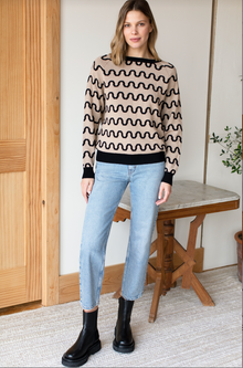  Emerson Fry Camel and Black Loki Stripe Emerson Sweater