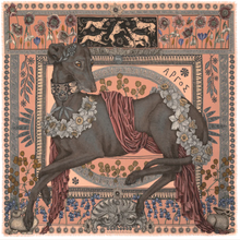  Sabina Savage "Honoring Argos" Wool and Silk Scarf Cherry