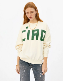  Clare V. Cream Oversized CIAO Sweatshirt