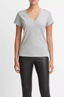  Grey Essential Pima Cotton V Neck Tee