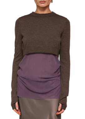 Brazeau Tricot Cropped Tissue cashmere all thumbs sweater in porcini found at Patricia in Southern Pines, NC