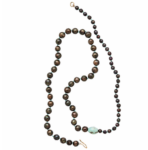 Patina Pearl and Amazonite Necklace