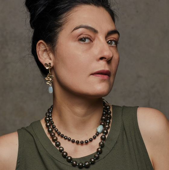 Patina Pearl and Amazonite Necklace