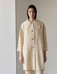 Elodie Coat in Striped Linen
