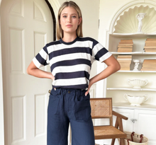  Essential Short sleeve Crew Navy Wide Stripe