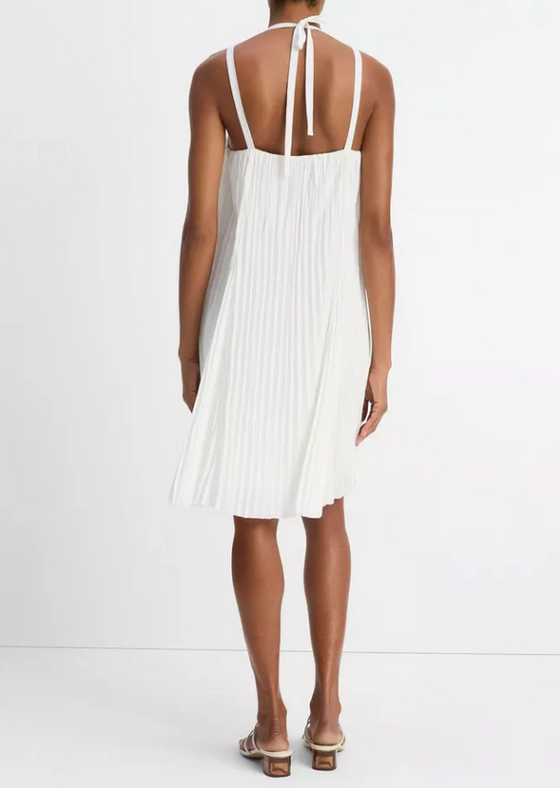 Pleated A- Line Pintuck Dress