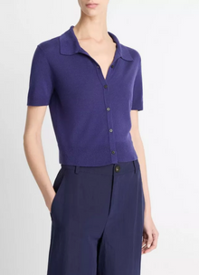 Collared Button Up Sweater Deep Iris