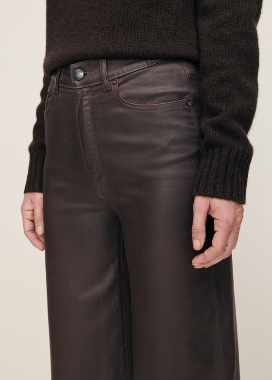 Hepburn Wide Leg High Rise Walnut Coated