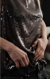 Sequin Tank Dark Brown