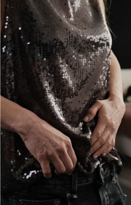 Sequin Tank Dark Brown