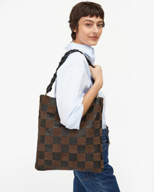 Carryall Clutch with Tabs Black/Chocolate - Nappa & Suede Oversized Checker