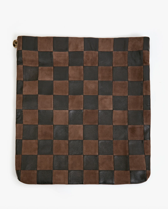 Carryall Clutch with Tabs Black/Chocolate - Nappa & Suede Oversized Checker