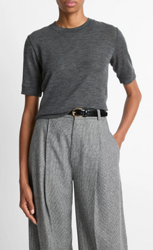  Vince Shrunken Short Sleeve Wool Crew Medium Gray found at Patricia in Southern Pines, NC