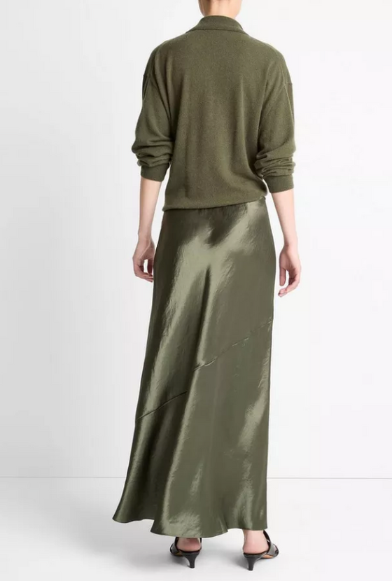 Panelled Satin Bias Maxi Skirt Herba
