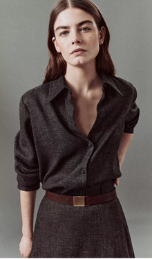  Vince Italian Jaspe Relaxed Button-Front Shirt Medium Heather Gray found at Patricia in Southern Pines, NC