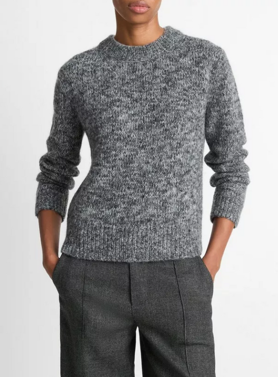 Marled Crew Neck Sweater Medium Gray