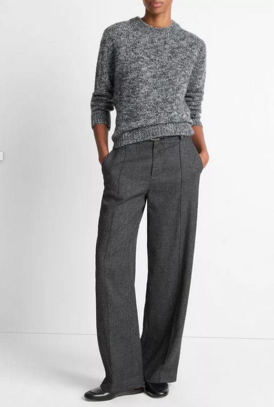 Marled Crew Neck Sweater Medium Gray