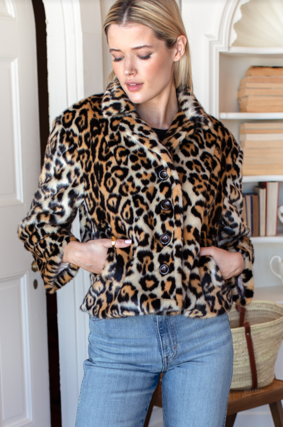 Leopard Fur Short 60s Coat