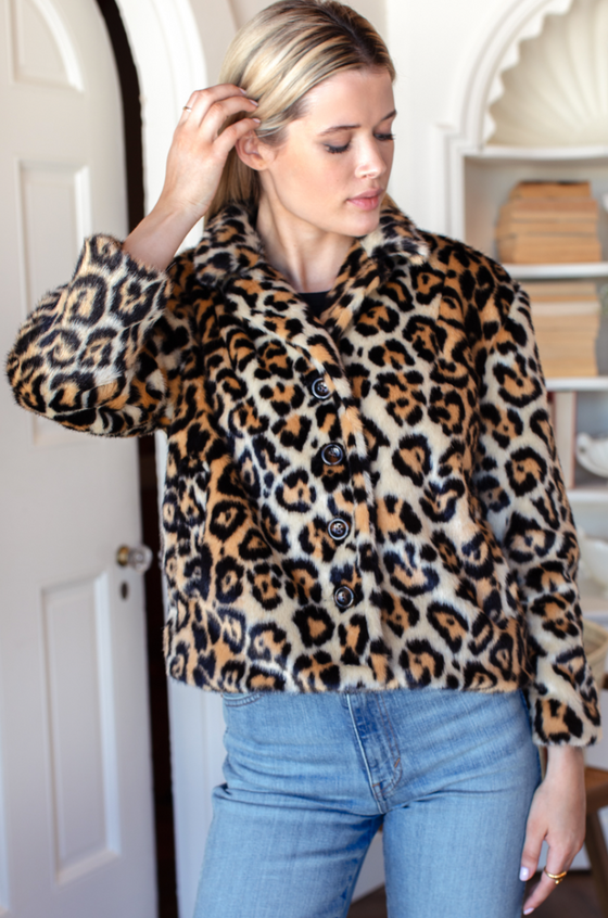 Leopard Fur Short 60s Coat