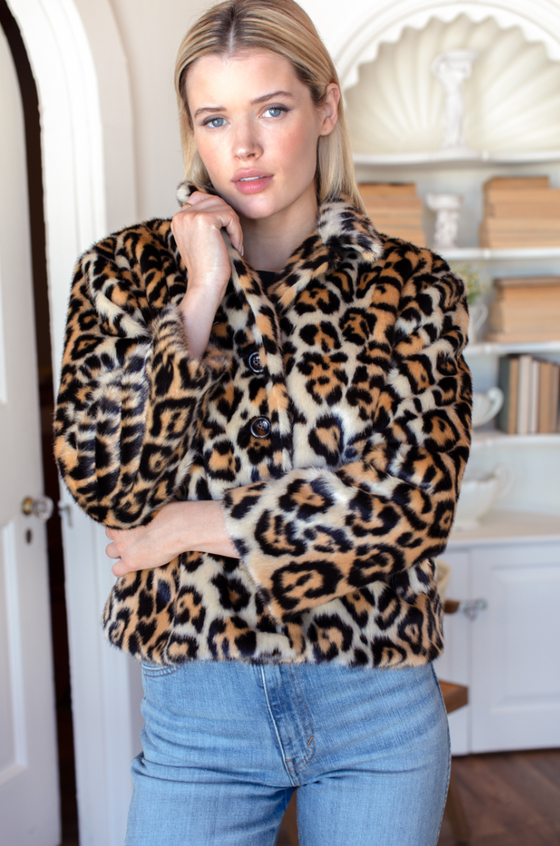 Leopard Fur Short 60s Coat