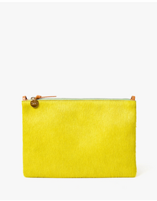  Clare V. Flat Clutch with tabs hair on citron found at Patricia in Southern Pines, NC