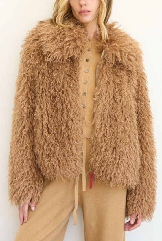 Brazeau Tricot Caramel Shaggy Bomber found at Patricia in Southern Pines, NC