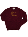 Cashmere Crewneck Maroon "give a damn"