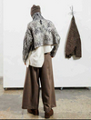 Cropped High Neck Sweater with Mixed Textures Natural Hand Painted