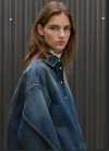 Overlay Detail Shirt in Dark Blue