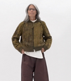 Merino Wool Boxy Pullover with Intarsia Mesh Herb