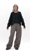 High Waist Curved Leg Trouser Noce Herringbone