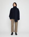 Long Extrafine Merino Wool Scarf Navy Black